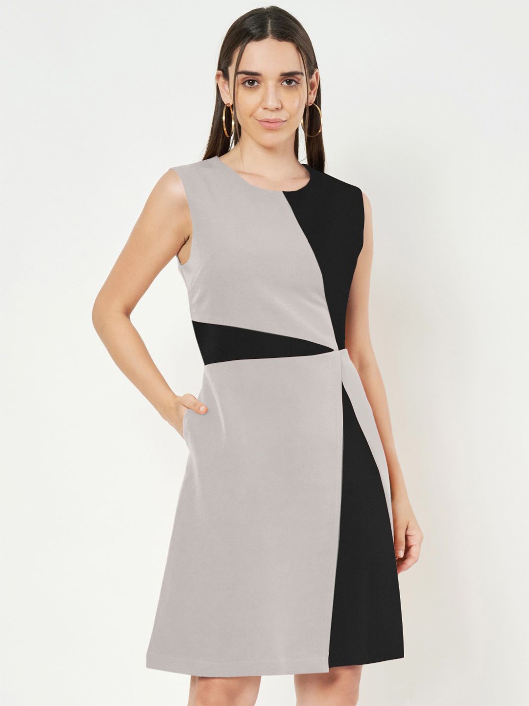 

BRINNS Women Colourblocked A-Line Dress, Grey