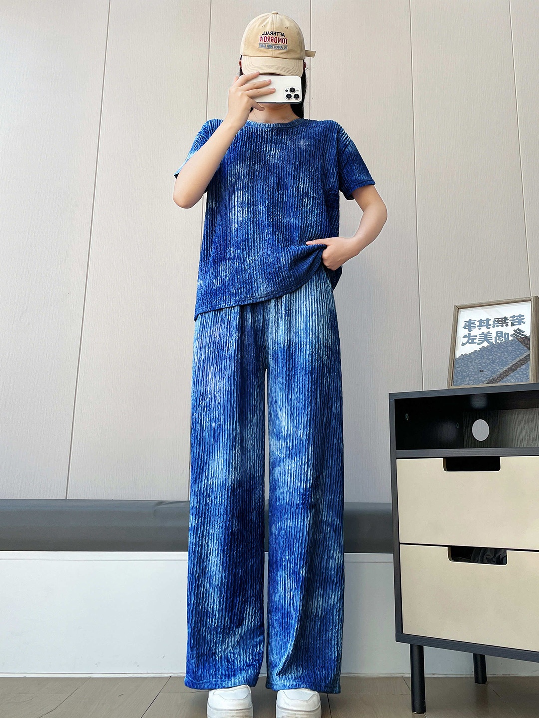 

Stem Rope Dyed T-shirt With Trouser, Blue