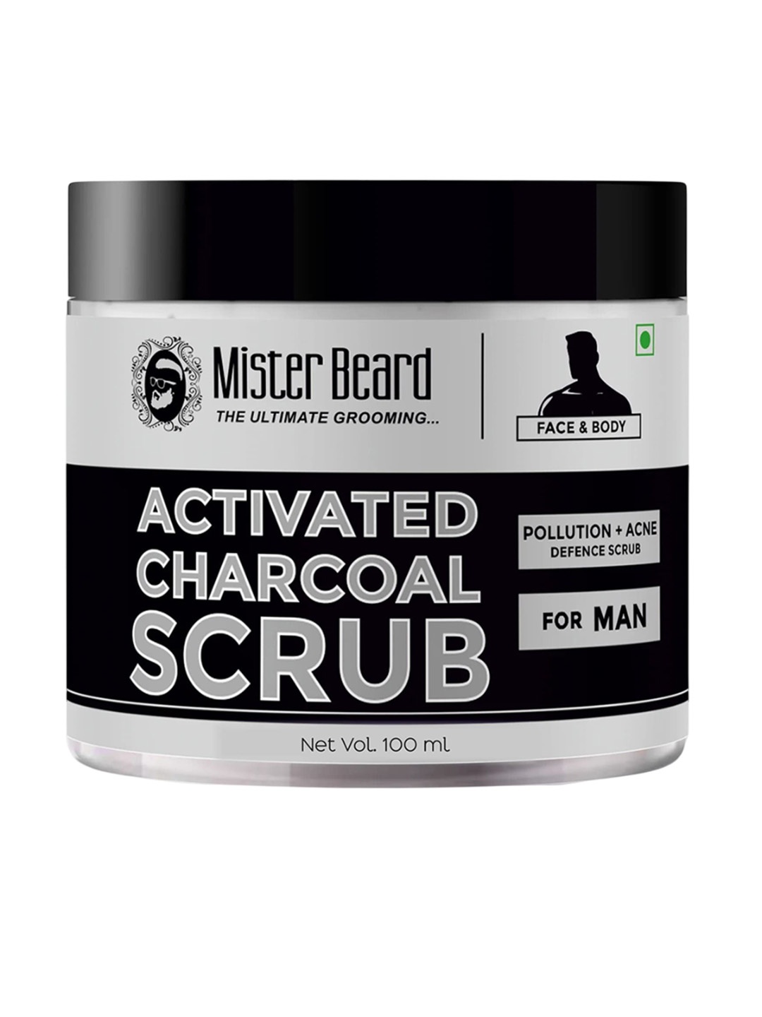 

Mister beard Activated Charcoal Scrub With Charcoal Extract - 100 ml, Grey