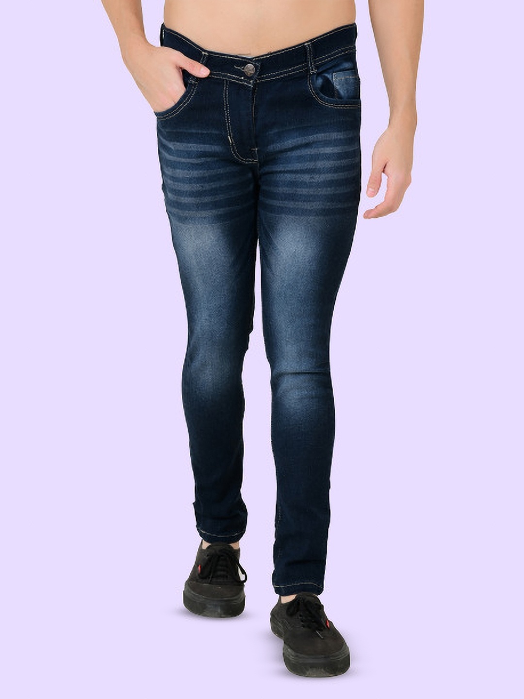 

COMFITS Men Cotton Classic Low Distress Heavy Fade Jeans, Blue