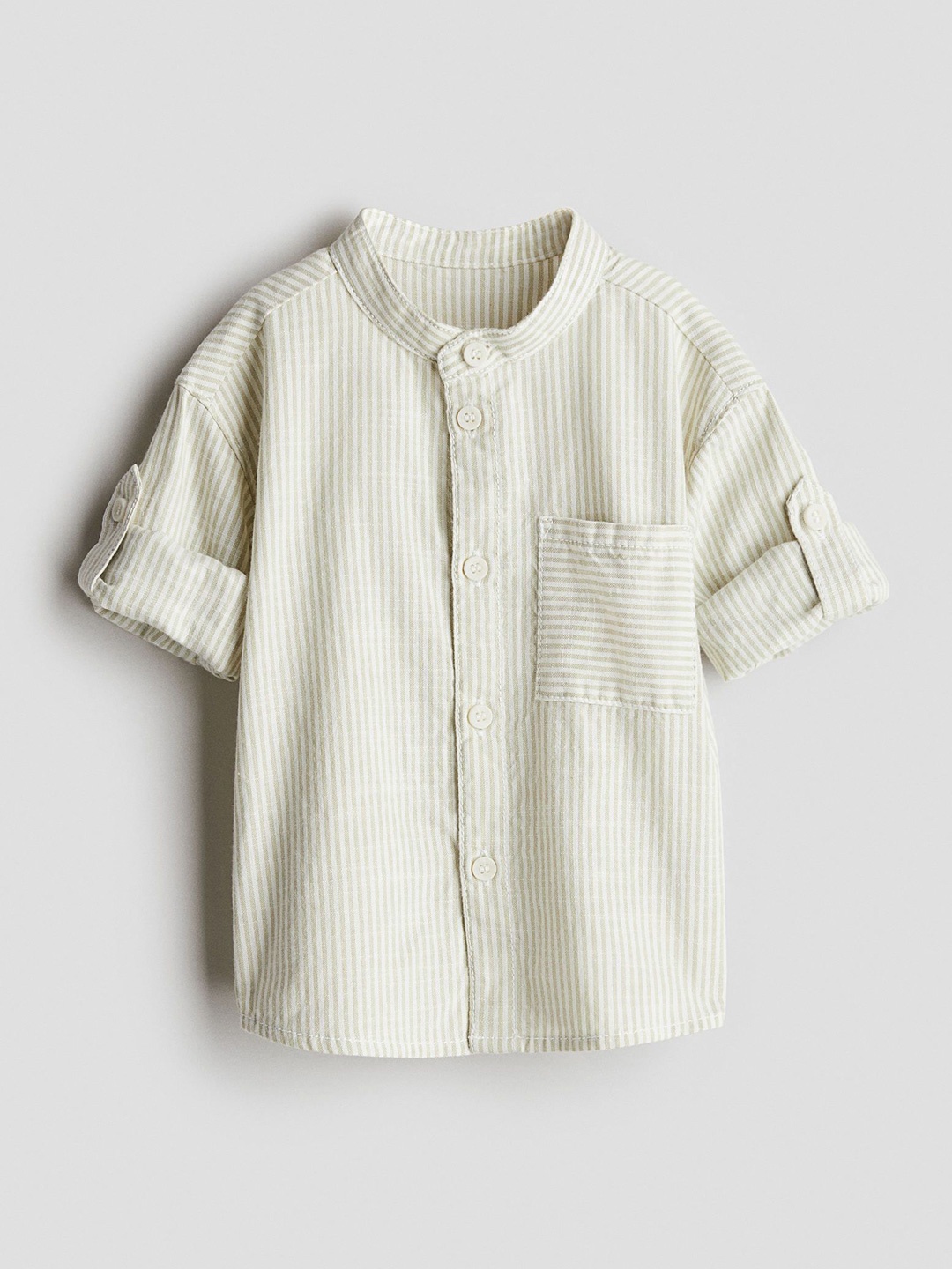 

H&M Cotton Grandad Shirt, Green