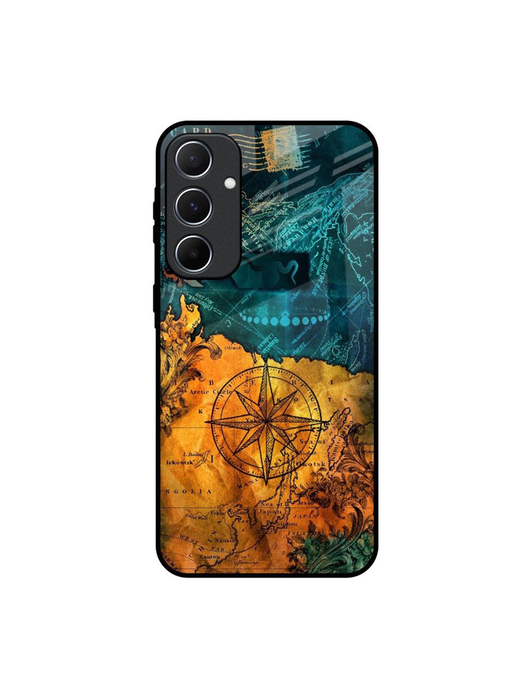 

QRIOH Architecture Map Real Samsung Galaxy A55 5G Impact Resistant Back Case, Teal