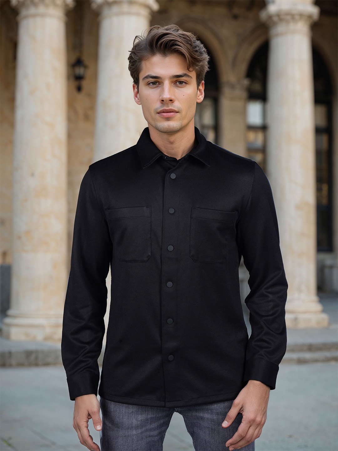 

Celio Classic Spread Collar Long Sleeves Shirt, Black