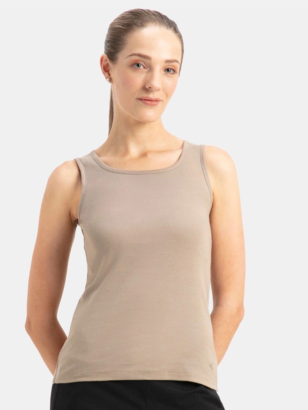 

Jockey Women Round Neck Cotton Tank Top, Beige