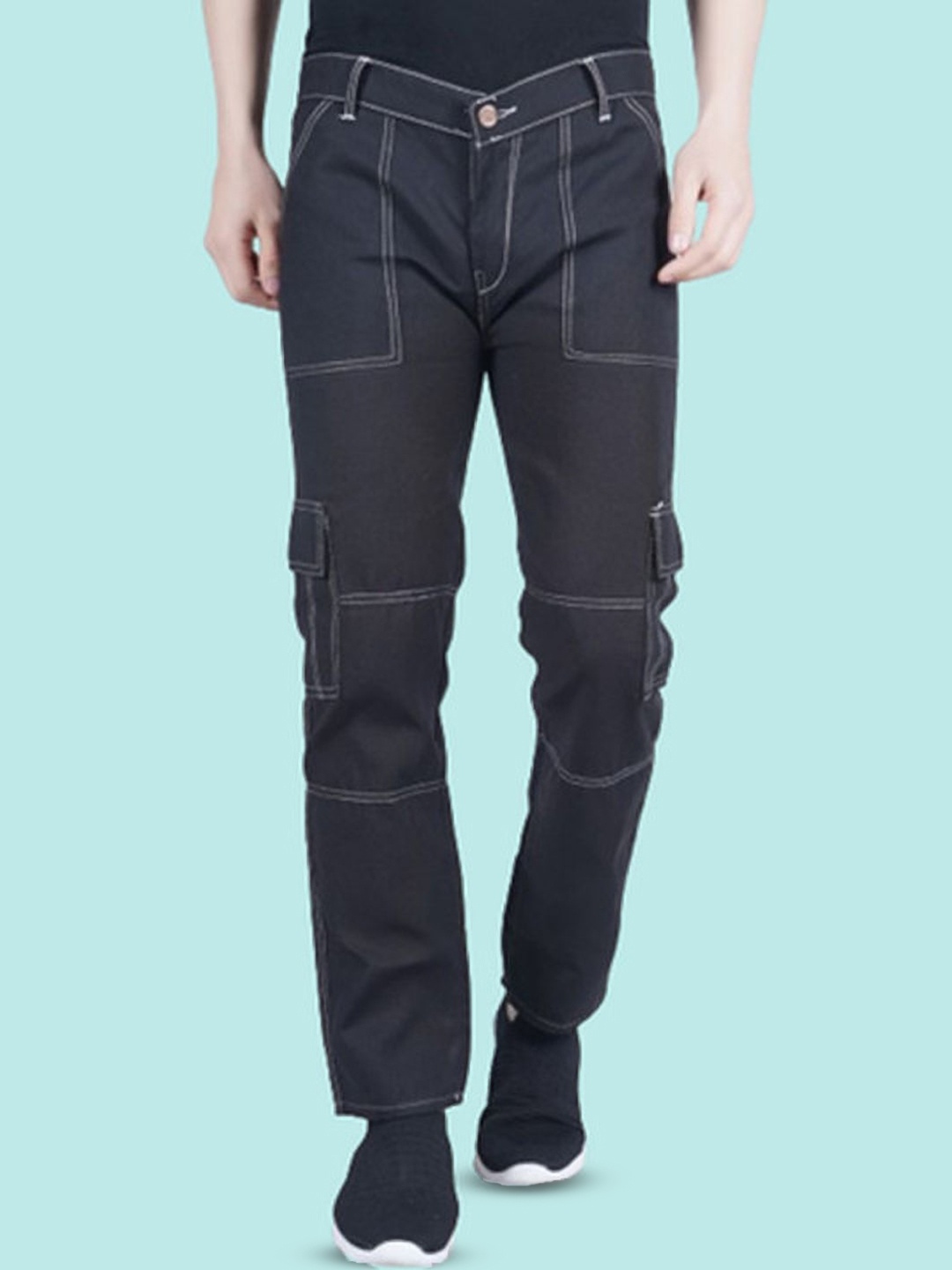 

COMFITS Men Classic Mid-Rise Regular Fit Clean Look Stretchable Jeans, Black