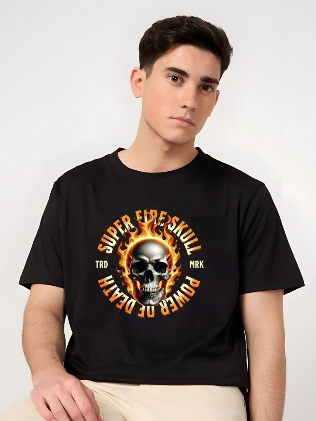 

SZN Men Graphic Printed Round Neck Cotton T-shirt, Black