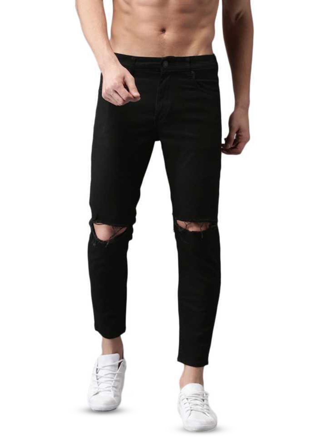 

COMFITS Men Classic Slash Knee Jeans, Black