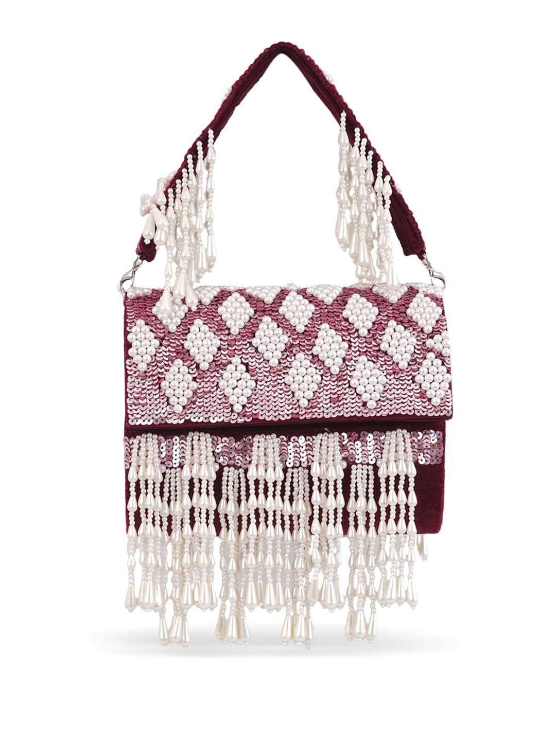 

QAIDA FASHION Animal Oversized Structured Handheld Bag with Fringed, Maroon