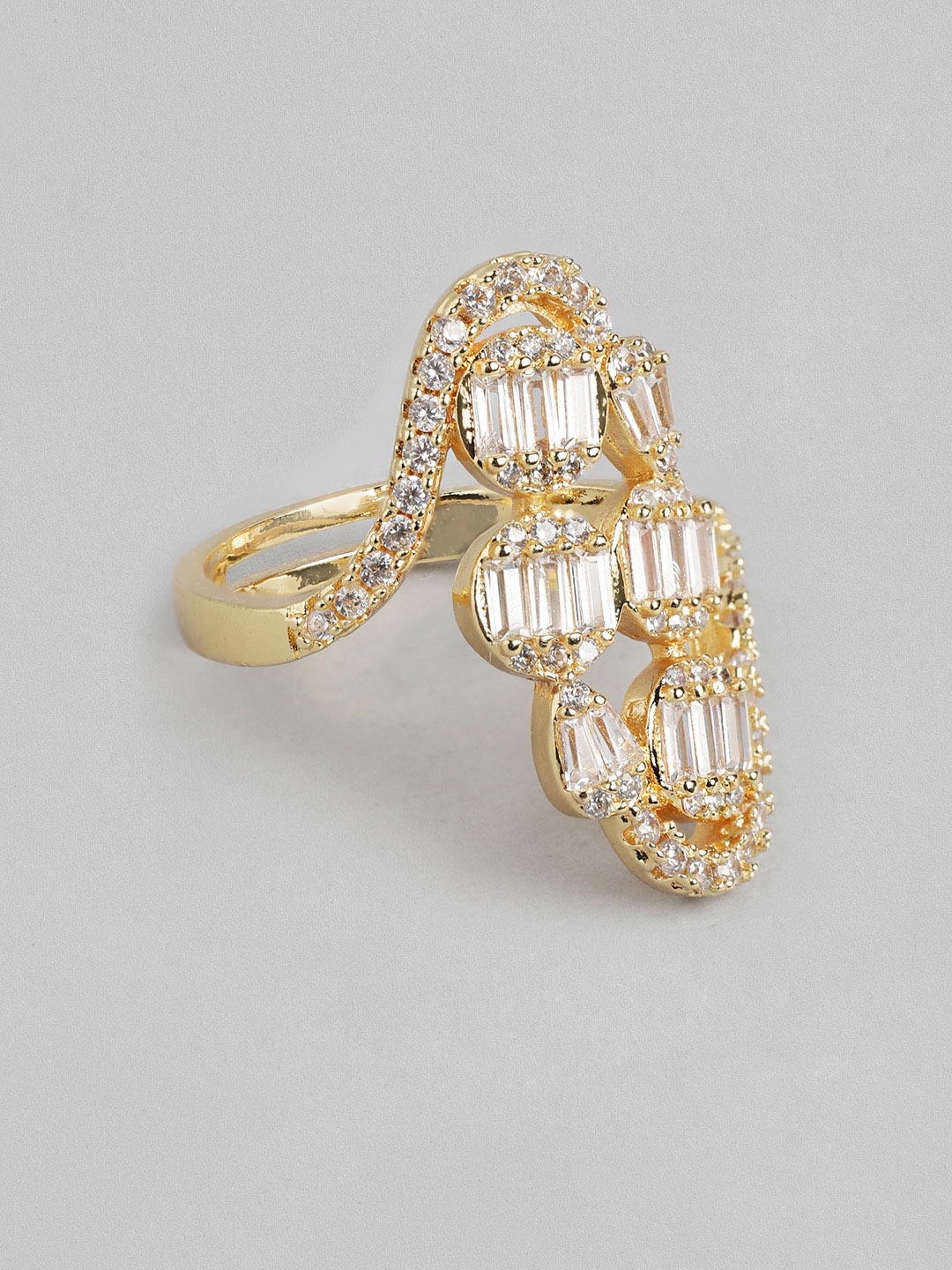 

DressBerry Women Stone-Studded Adjustable Finger Ring, Gold