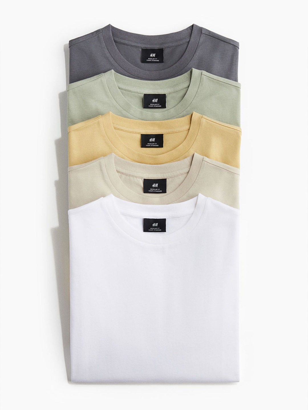 

H&M 5-Pack Regular Fit T-shirts, Beige