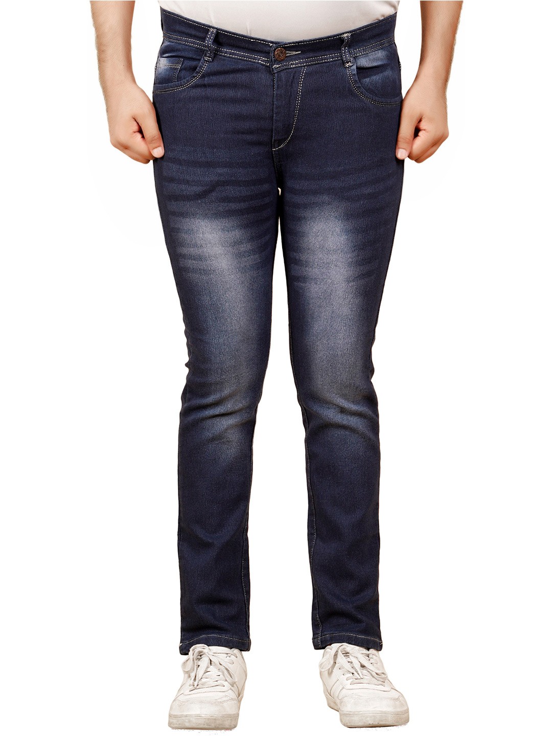 

COMFITS Men Classic Slim Fit Heavy Fade Stretchable Jeans, Blue