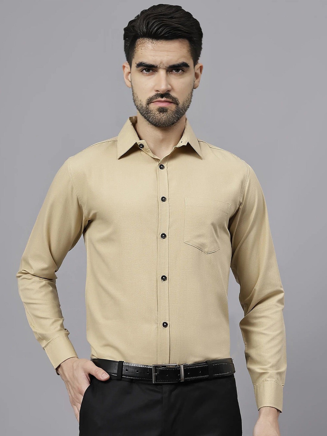 

Vida Loca India Slim Fit Spread Collar Formal Shirt, Beige