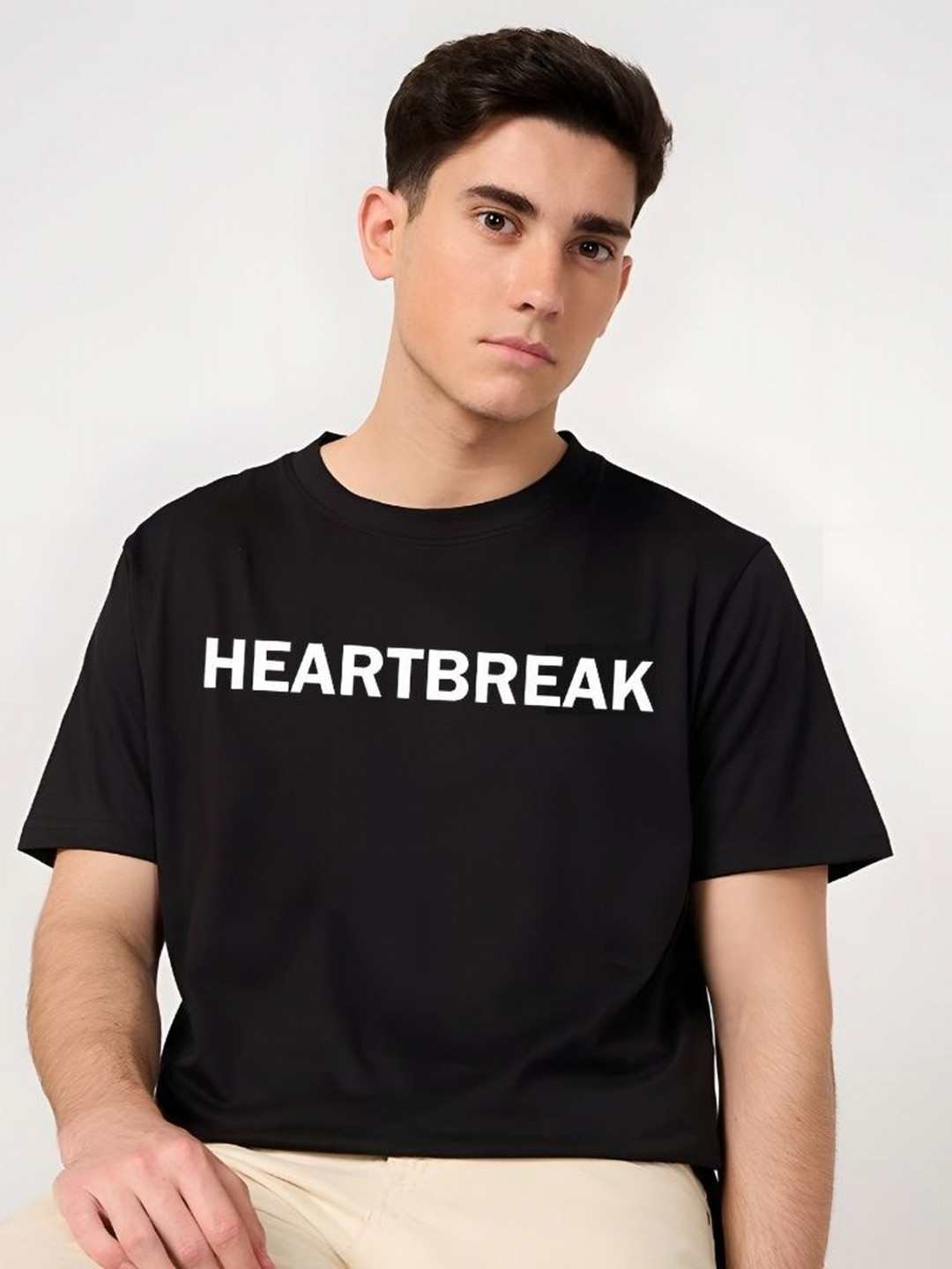 

SZN Men Graphic Printed Round Neck Cotton T-shirt, Black