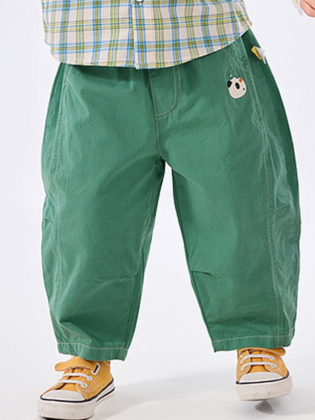 

LULU & SKY Kids Mom Fit High-Rise Cotton Trousers, Green
