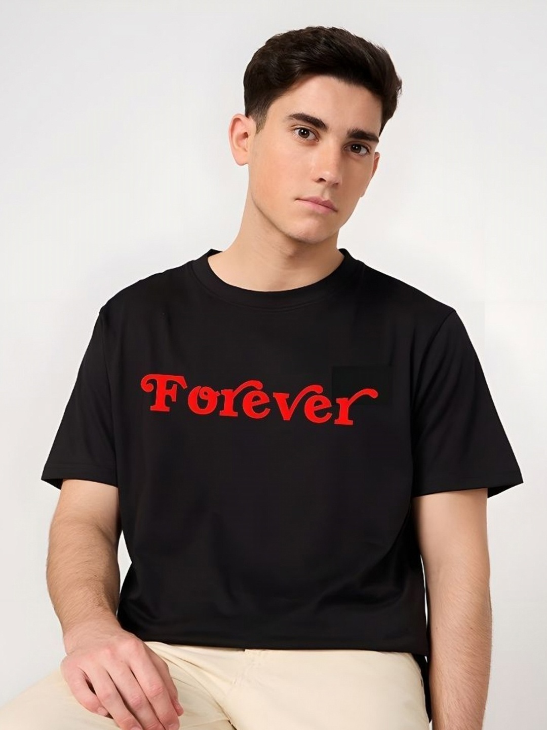 

SZN Men Graphic Printed Round Neck Cotton T-shirt, Black