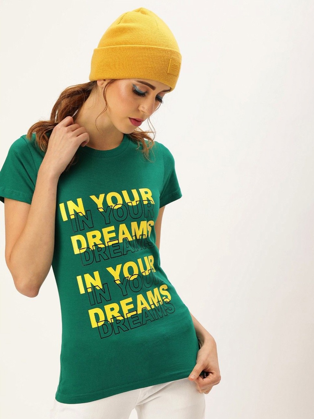 

Moda Rapido Women Typography Printed T-shirt, Green