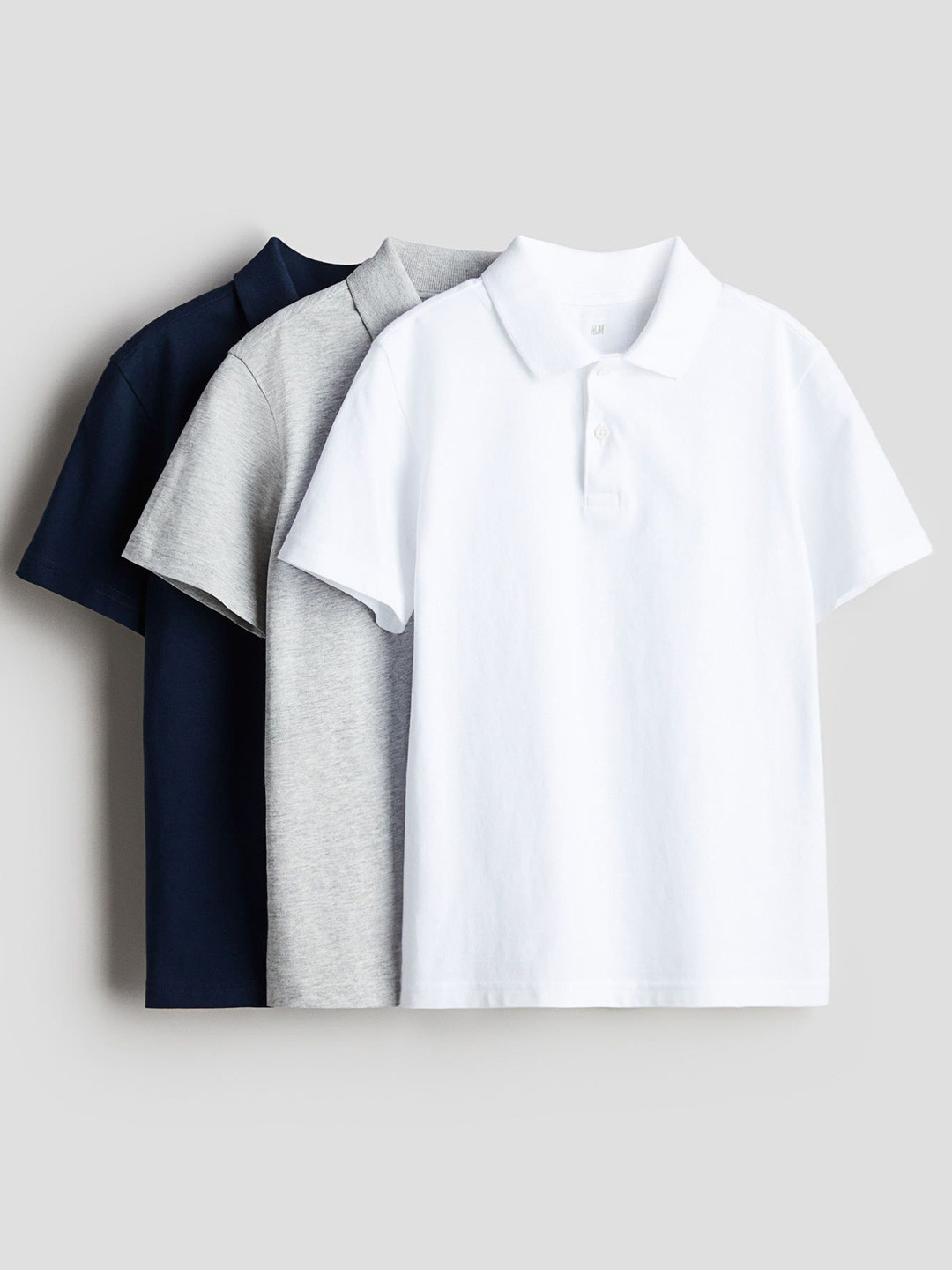 

H&M Boys 3-Pack Cotton Polo Shirts, White
