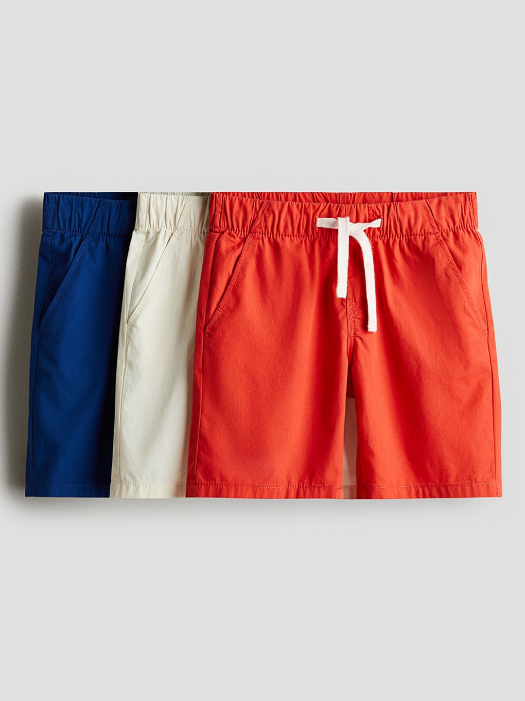 

H&M 3-Pack Cotton Mid-Rise Shorts, Blue