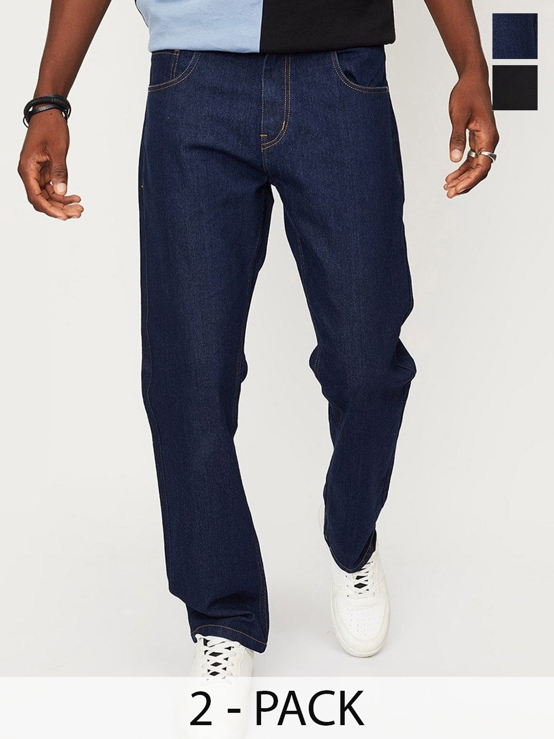 

CLUBROCKS Pack Of 2 Men Jean Stretchable Jeans, Black