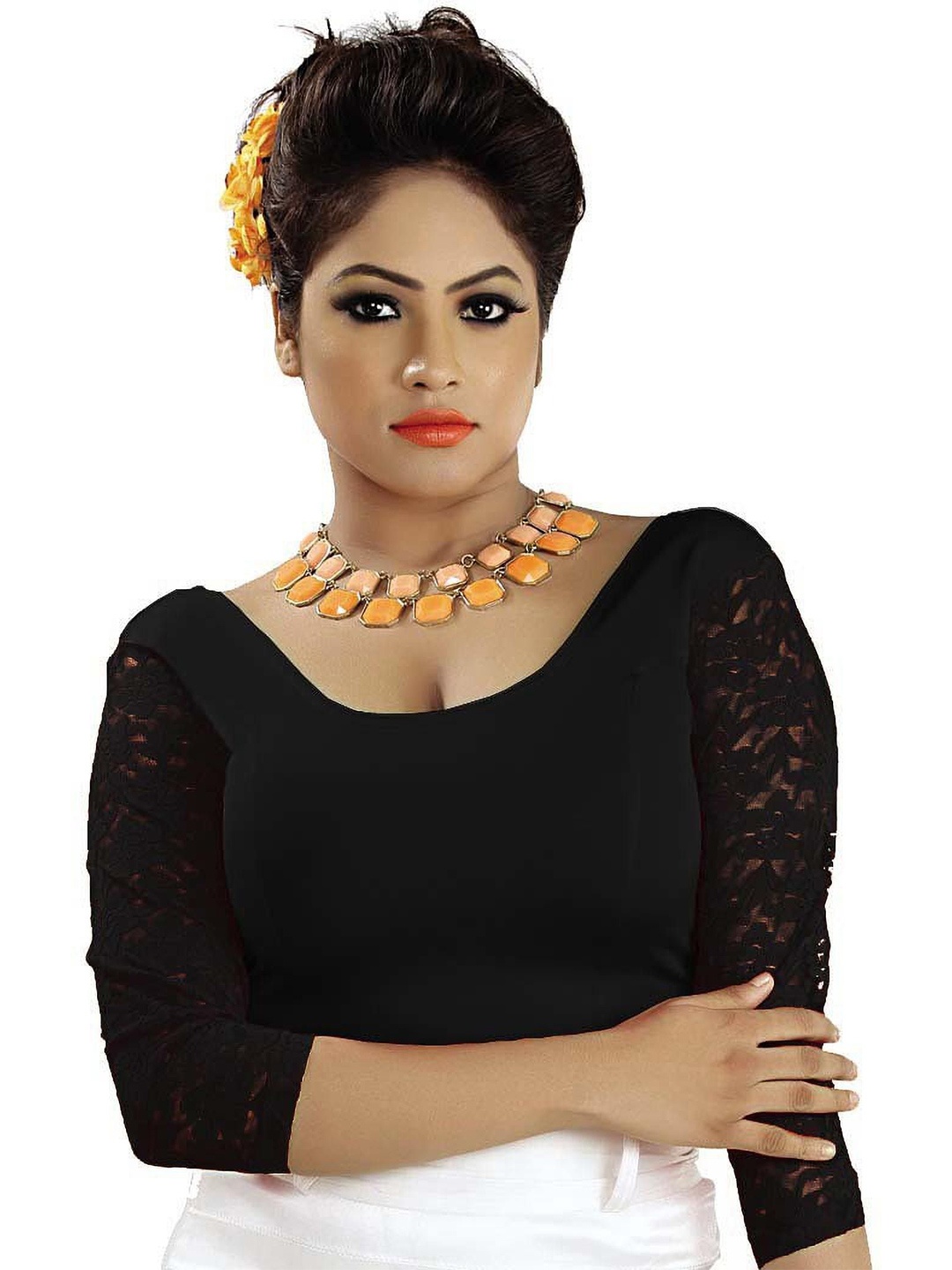 

Abhi Women Fitted Crop Cotton Top, Black