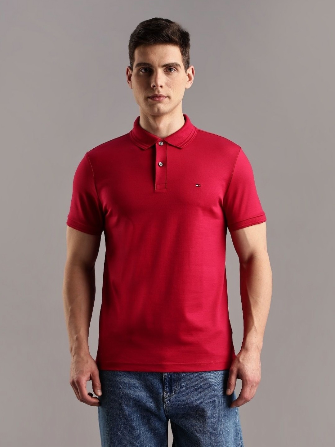 

Tommy Hilfiger Polo Collar Pure Cotton T-shirt, Red