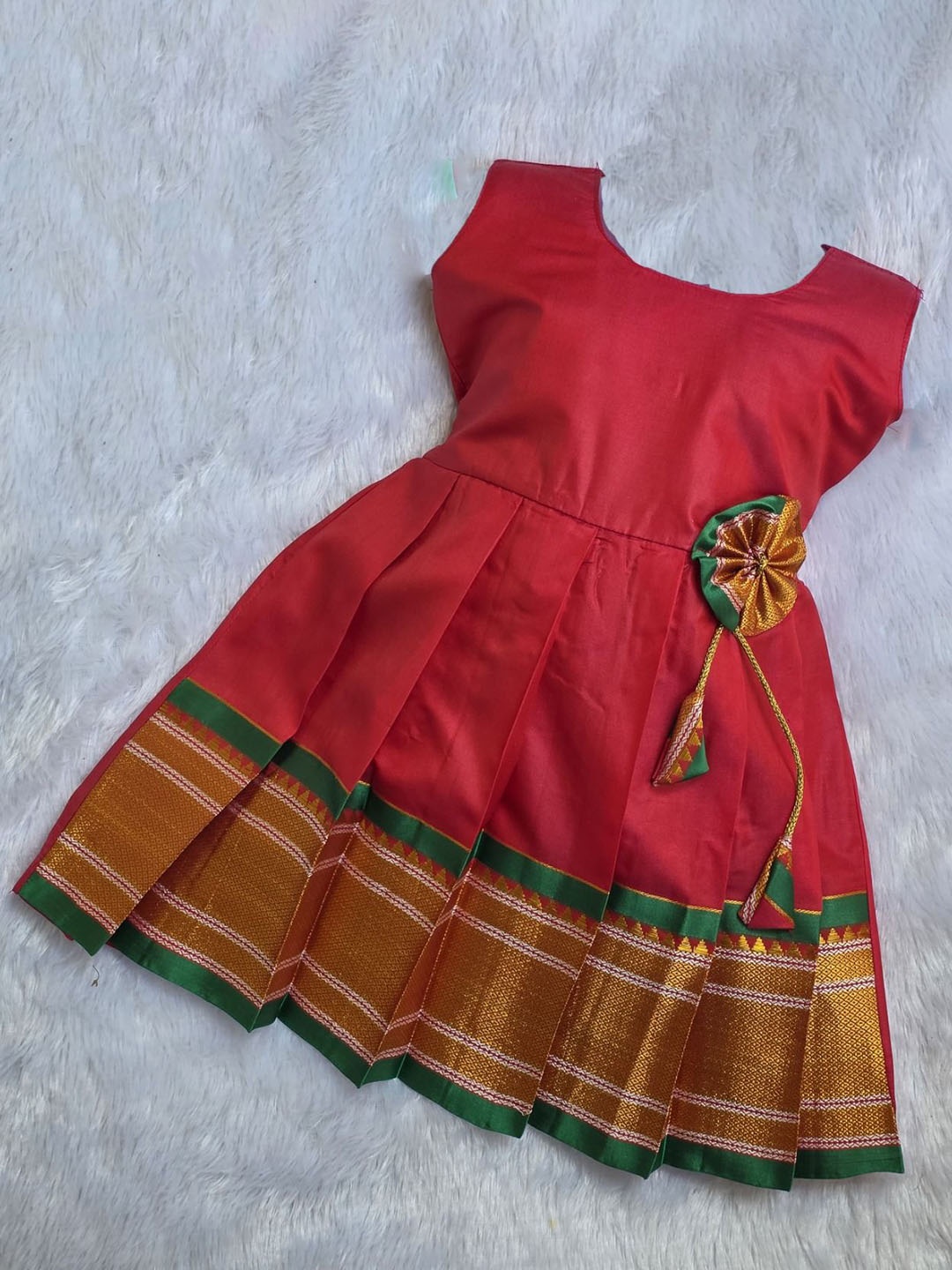 

BAESD Infant Girls Round Neck Gown Ethnic Dress, Red