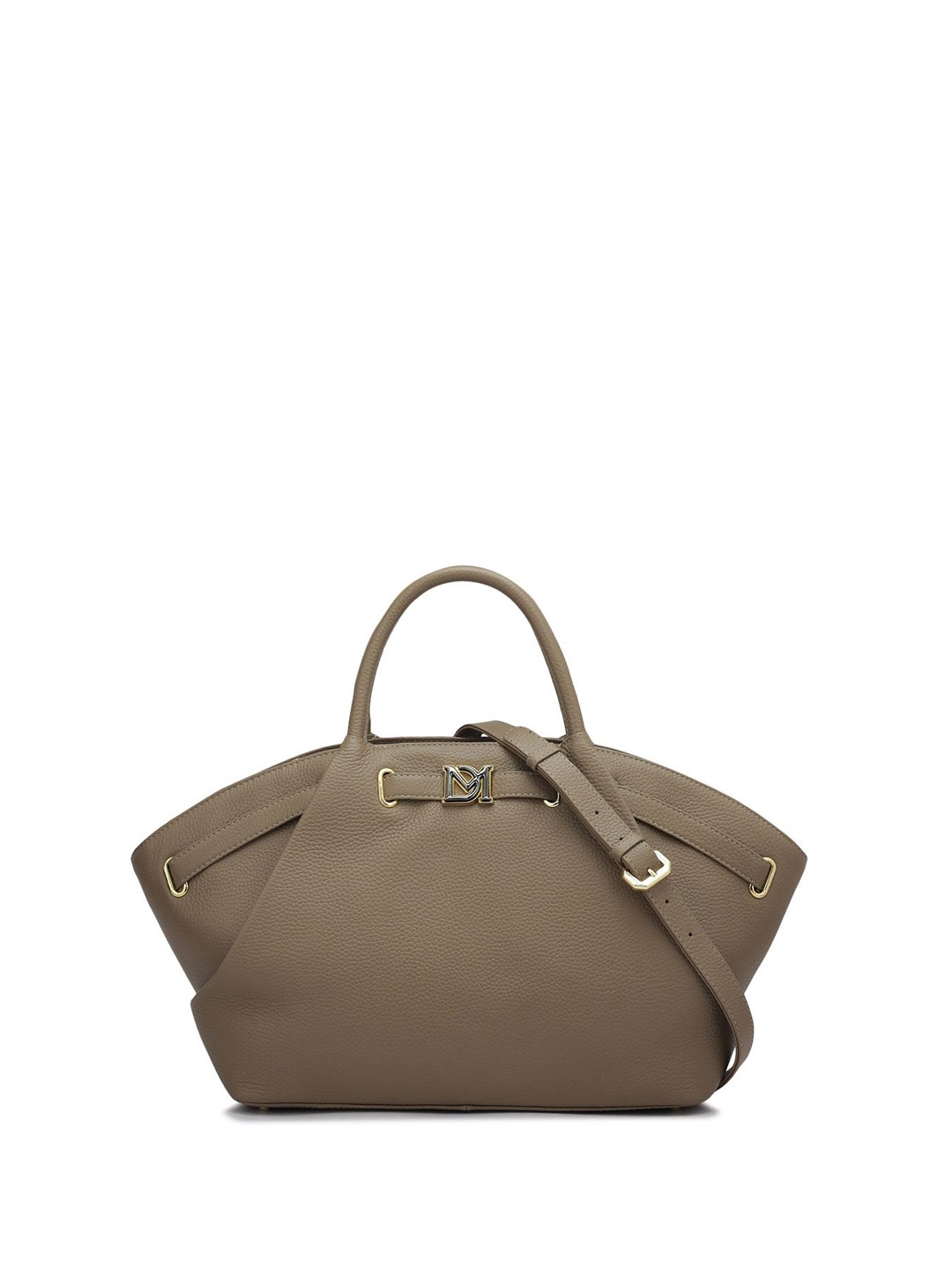

Da Milano Leather Structured Satchel with Cut Work, Grey