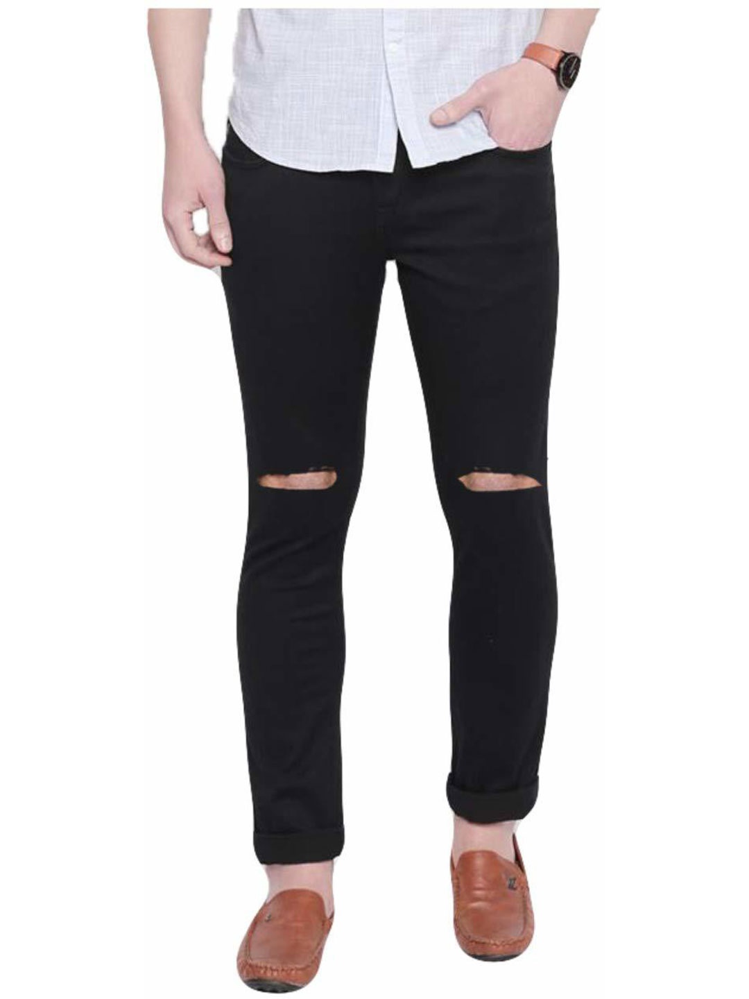 

COMFITS Men Classic Slash Knee Jeans, Black