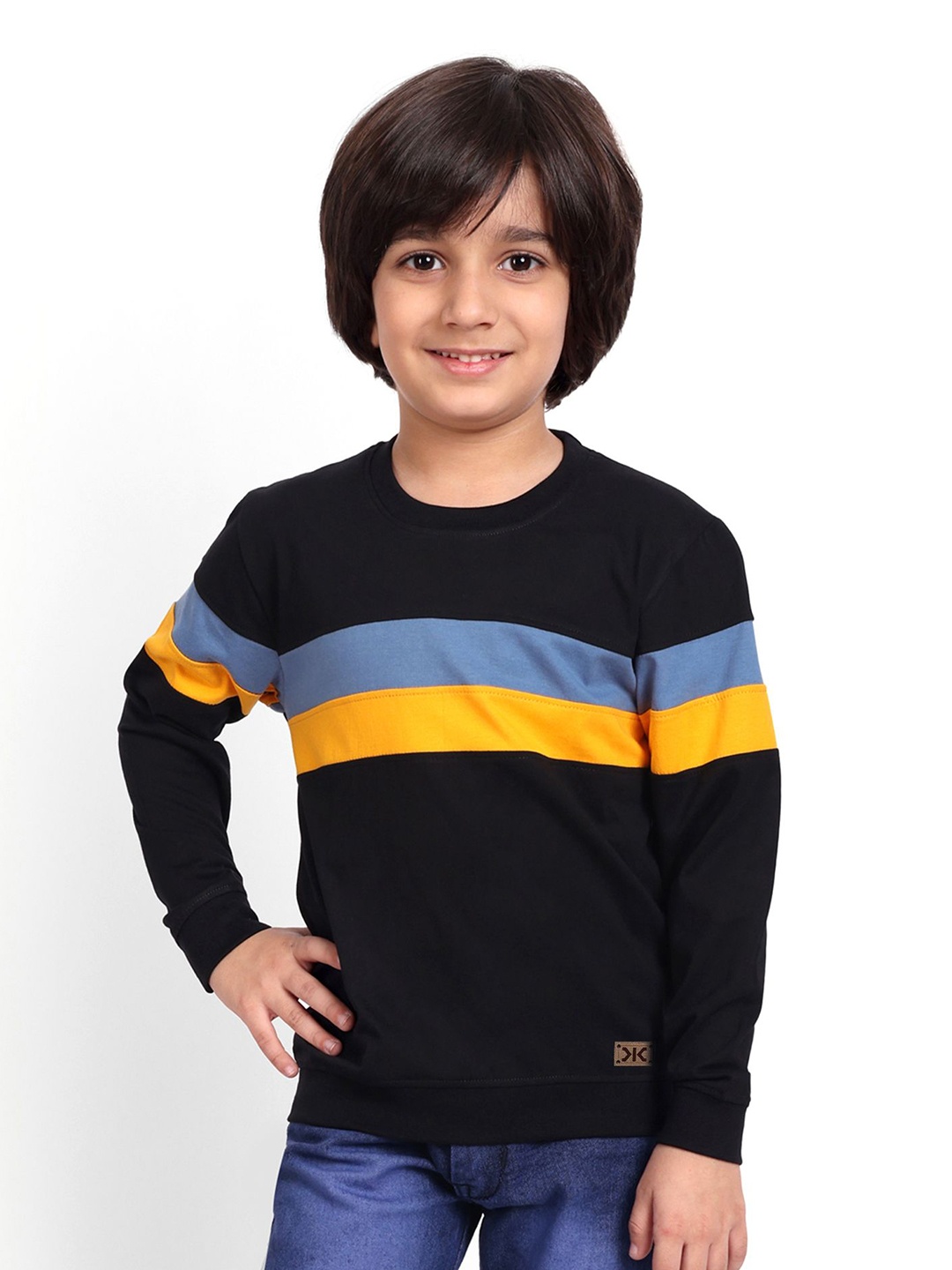

Killer Boys Colourblocked Round Neck Short Sleeves Oversized Cotton T-shirt, Black