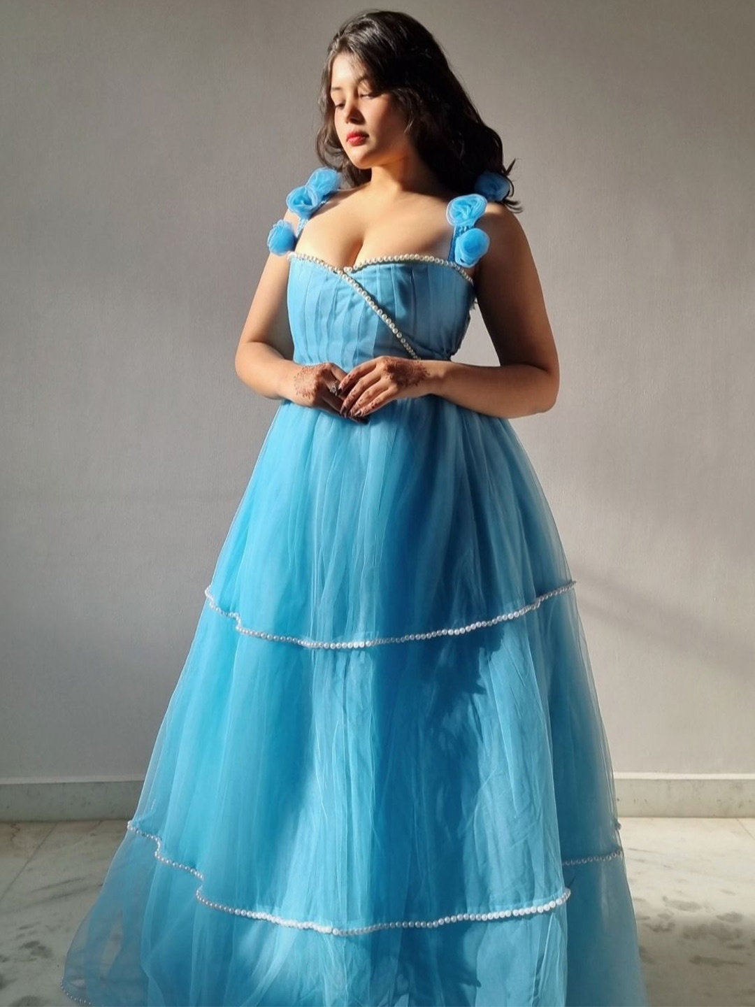 

TAILORMADE CLOTHING Women Shoulder Straps Gown Dress, Blue