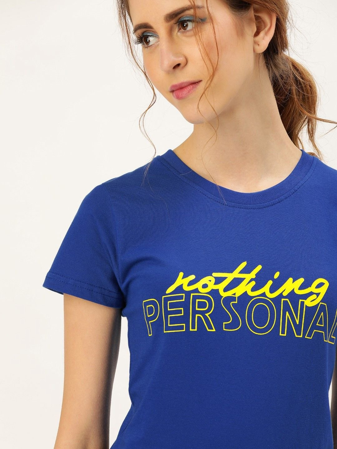 

Moda Rapido Women Typography Printed Pockets T-shirt, Blue