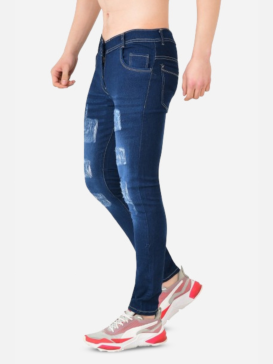 

COMFITS Men Classic Mildly Distressed Light Fade Stretchable Jeans, Blue