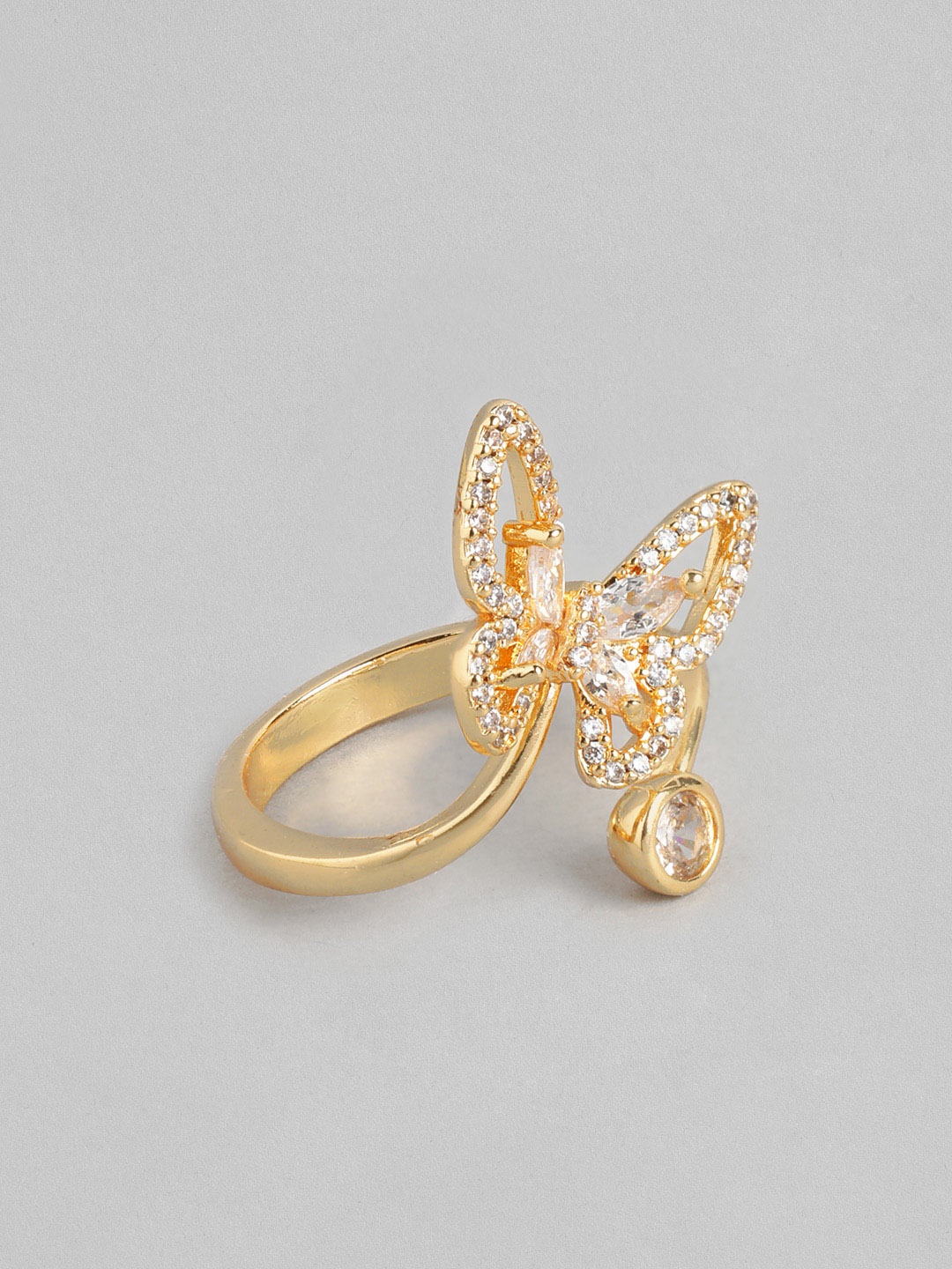 

DressBerry Women Stone-Studded Butterfly-Shaped Adjustable Finger Ring, Gold