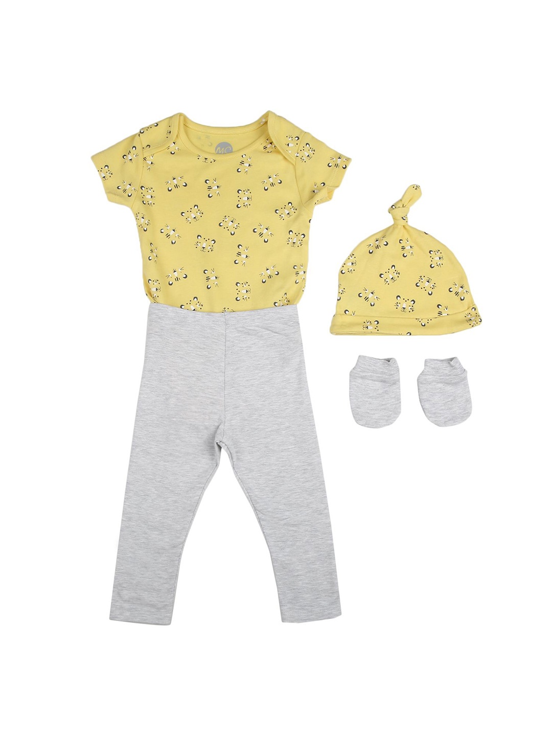 

mothercare Boys Lion print Printed 4-Pieces Pure Cotton Apparel Set, Yellow