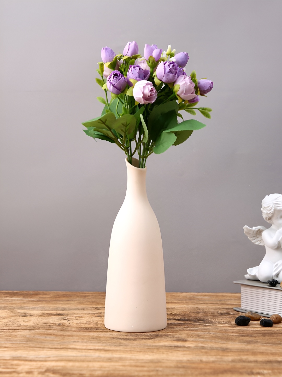 

TAYHAA Sandstone Grace Off-White Matte Ceramic Bottle-Shaped Flower Vase