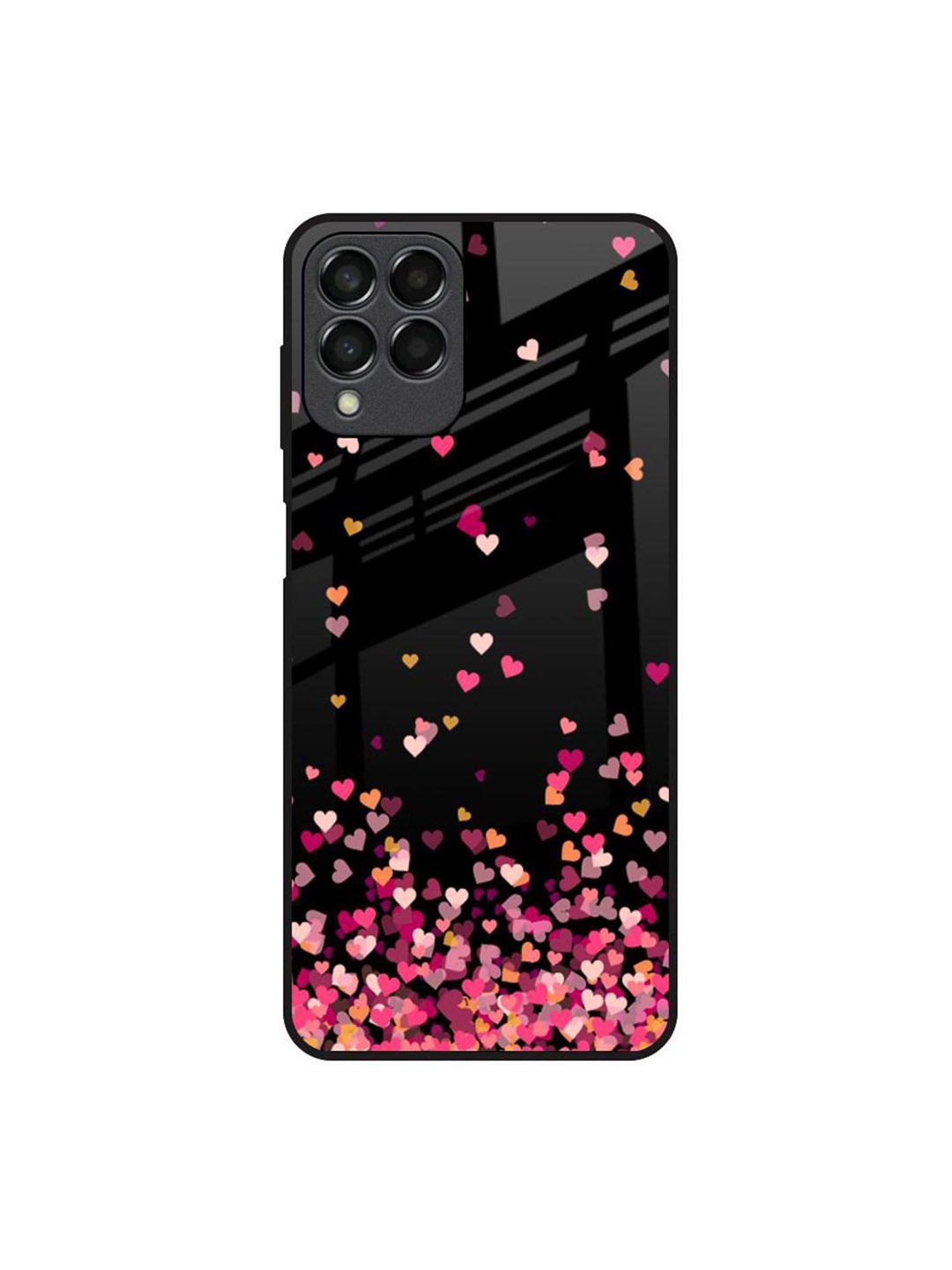 

QRIOH Heart Rain Fall Samsung Galaxy M33 5G Impact Resistant Back Case, Black