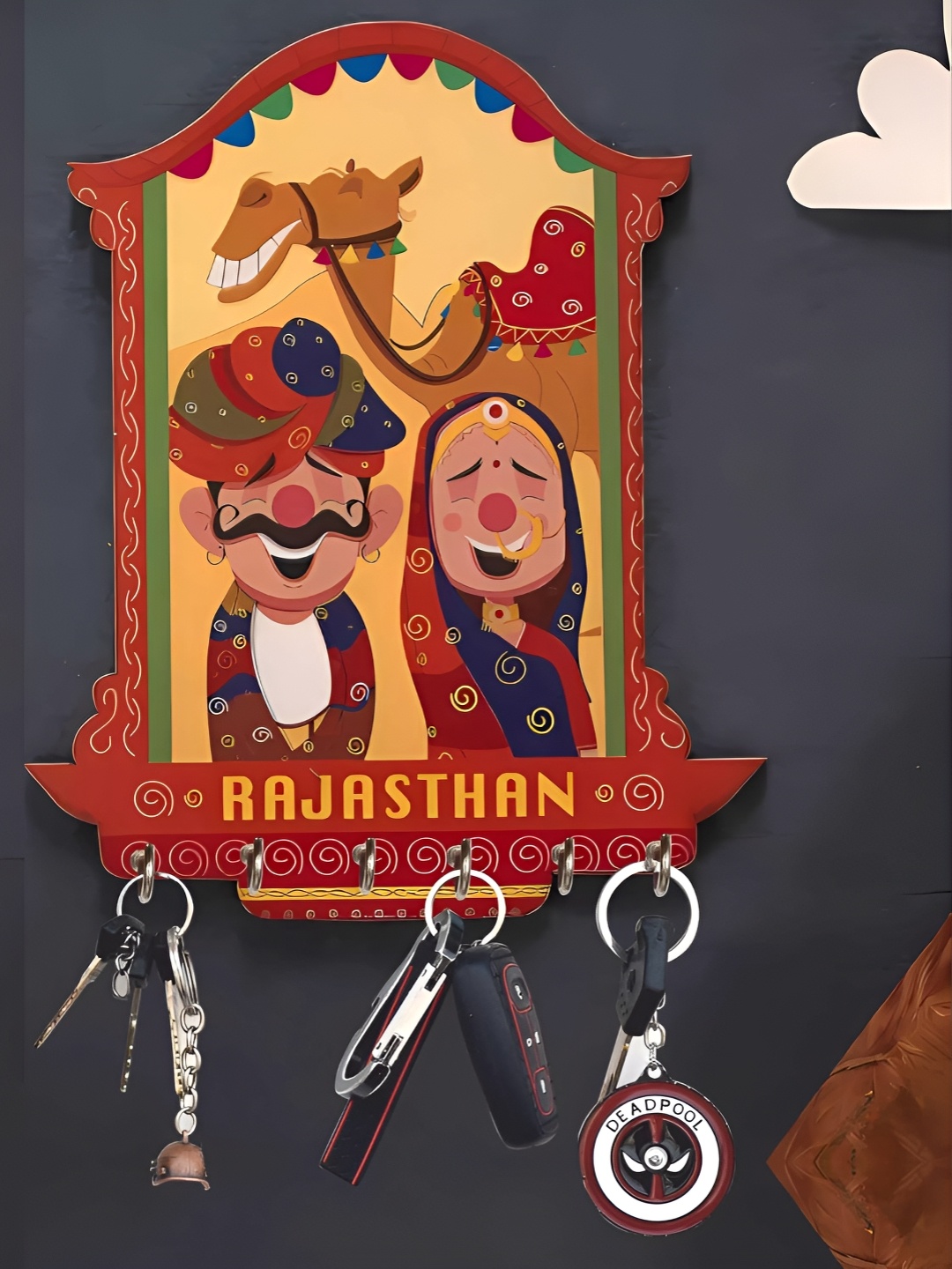 

Webelkart Yellow & Red 6 Hooks Wall Mounted Key Holder