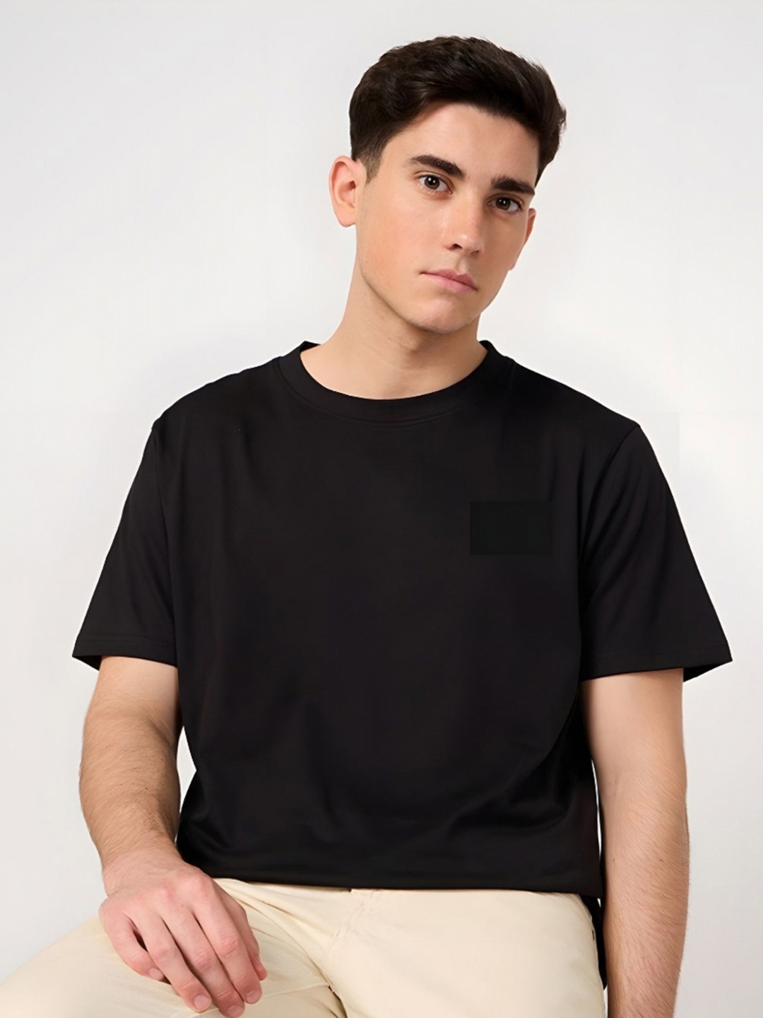 

SZN Men Graphic Printed Round Neck Cotton T-shirt, Black