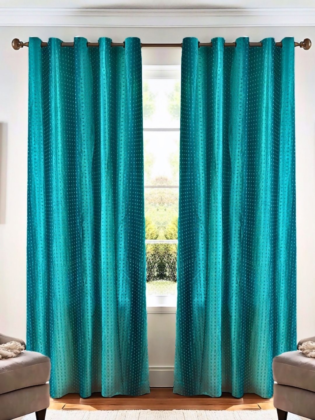 

Kanodia Poly Fab Blue 2 Pieces Room Darkening Long Door Curtain