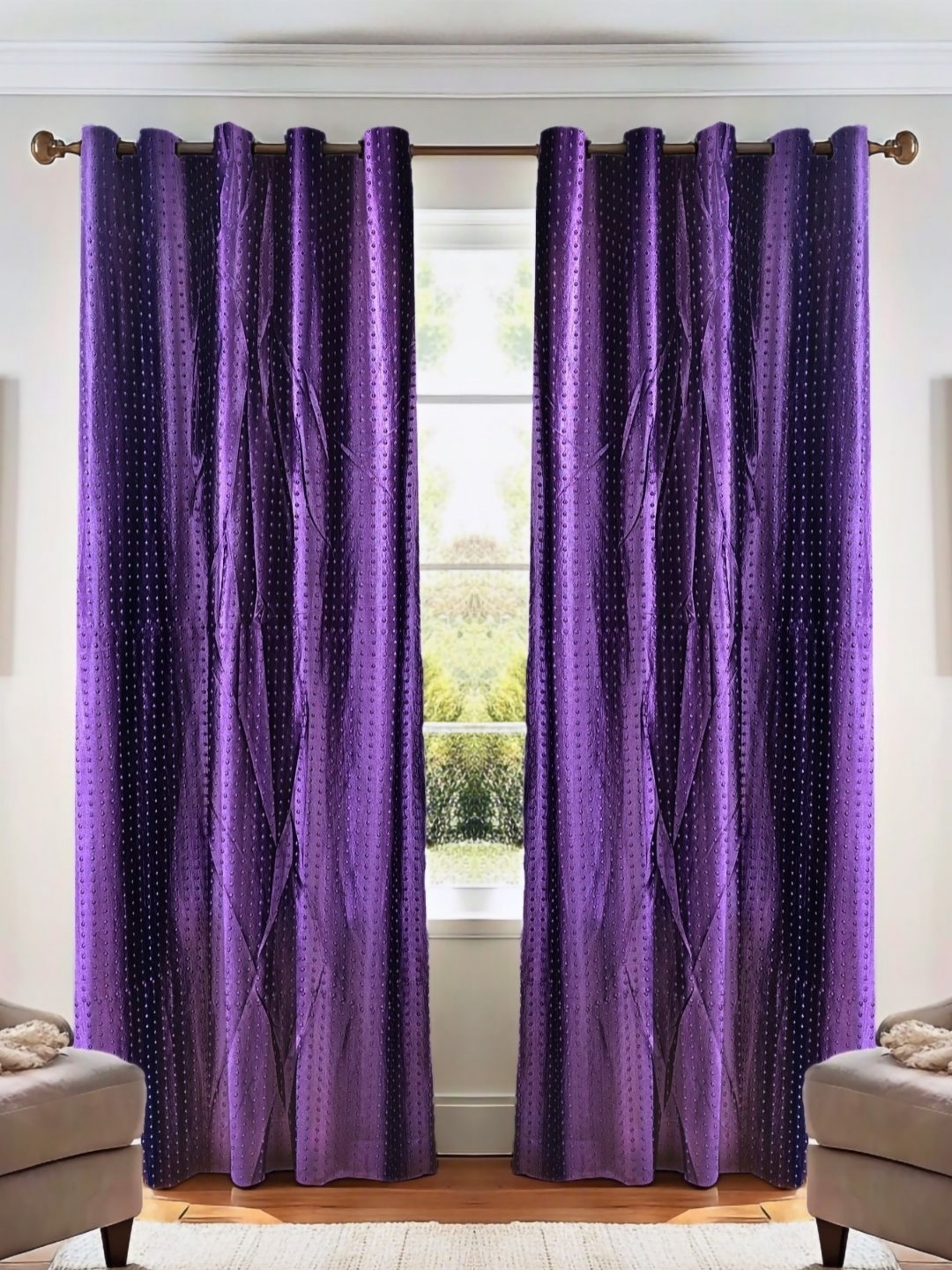 

Kanodia Poly Fab Purple Set of 2 Room Darkening Door Curtain