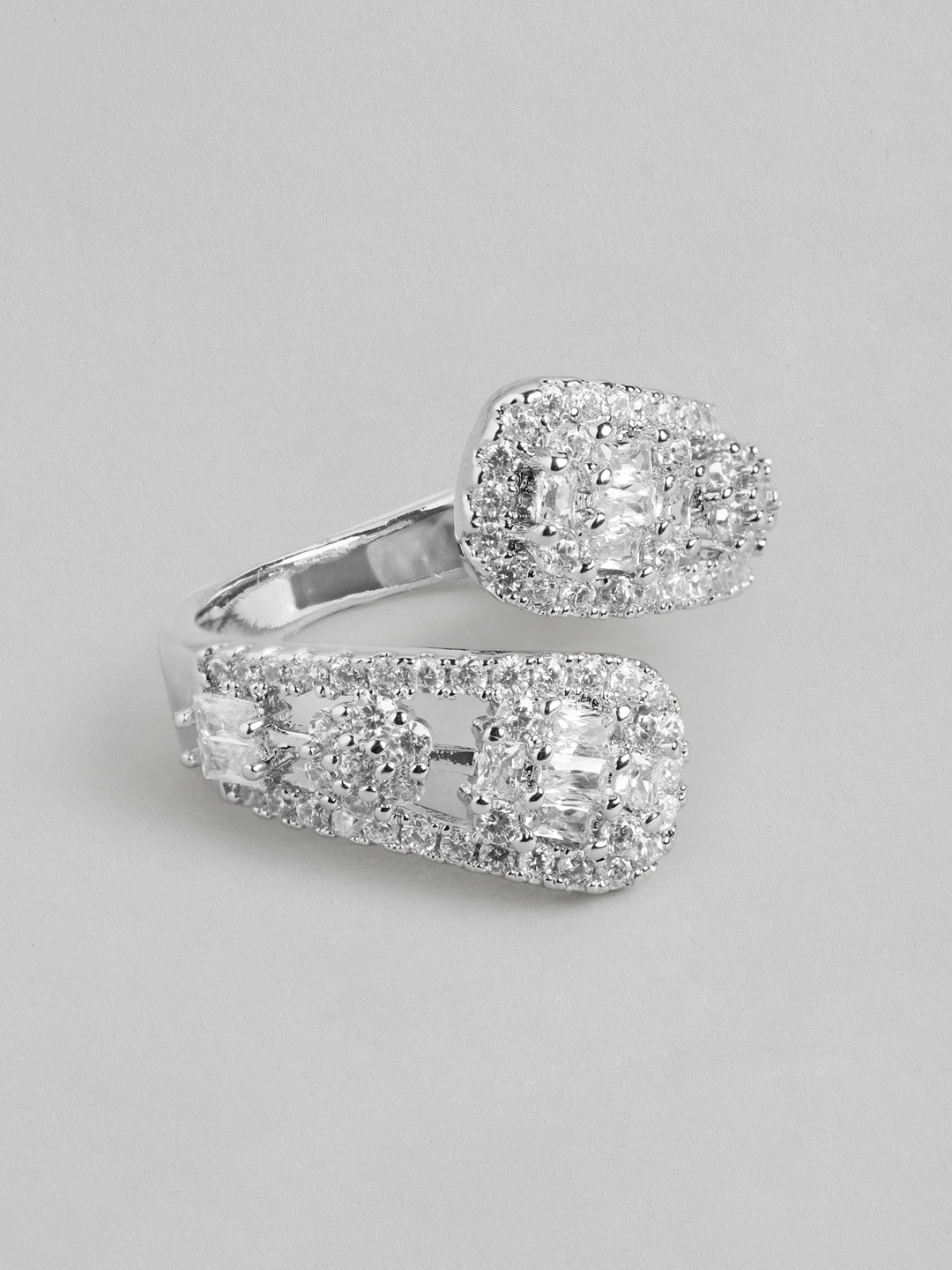 

DressBerry Women Stone-Studded Adjustable Finger Ring, Silver