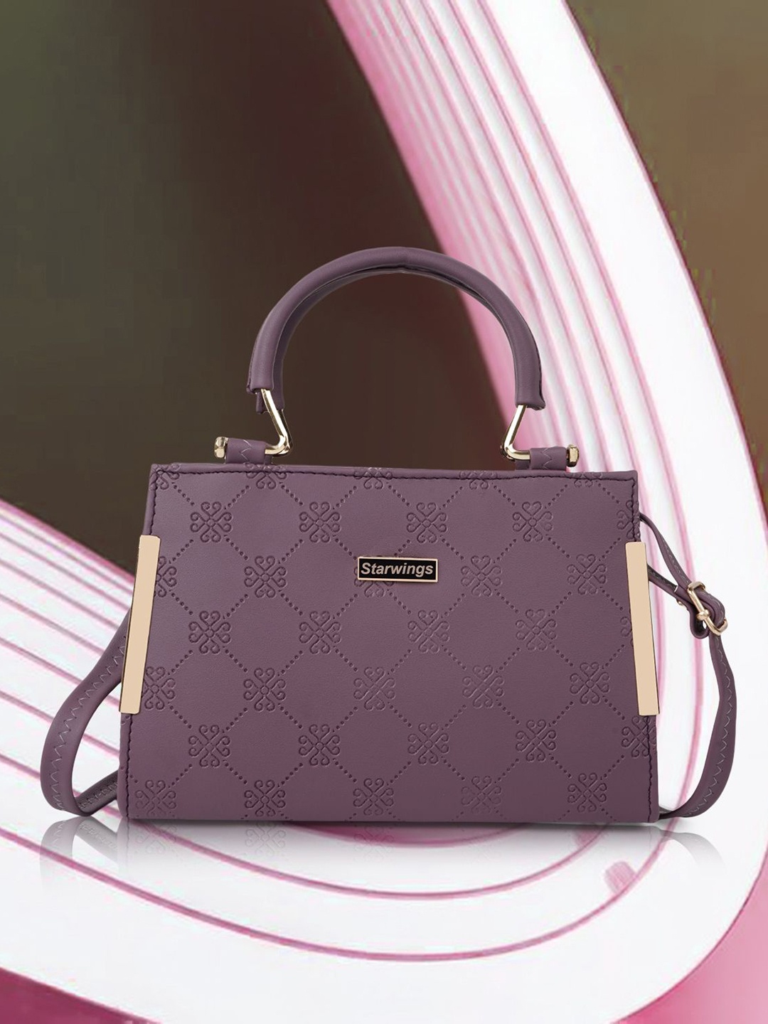 

STARWINGS Structured Satchel with Quilted, Purple