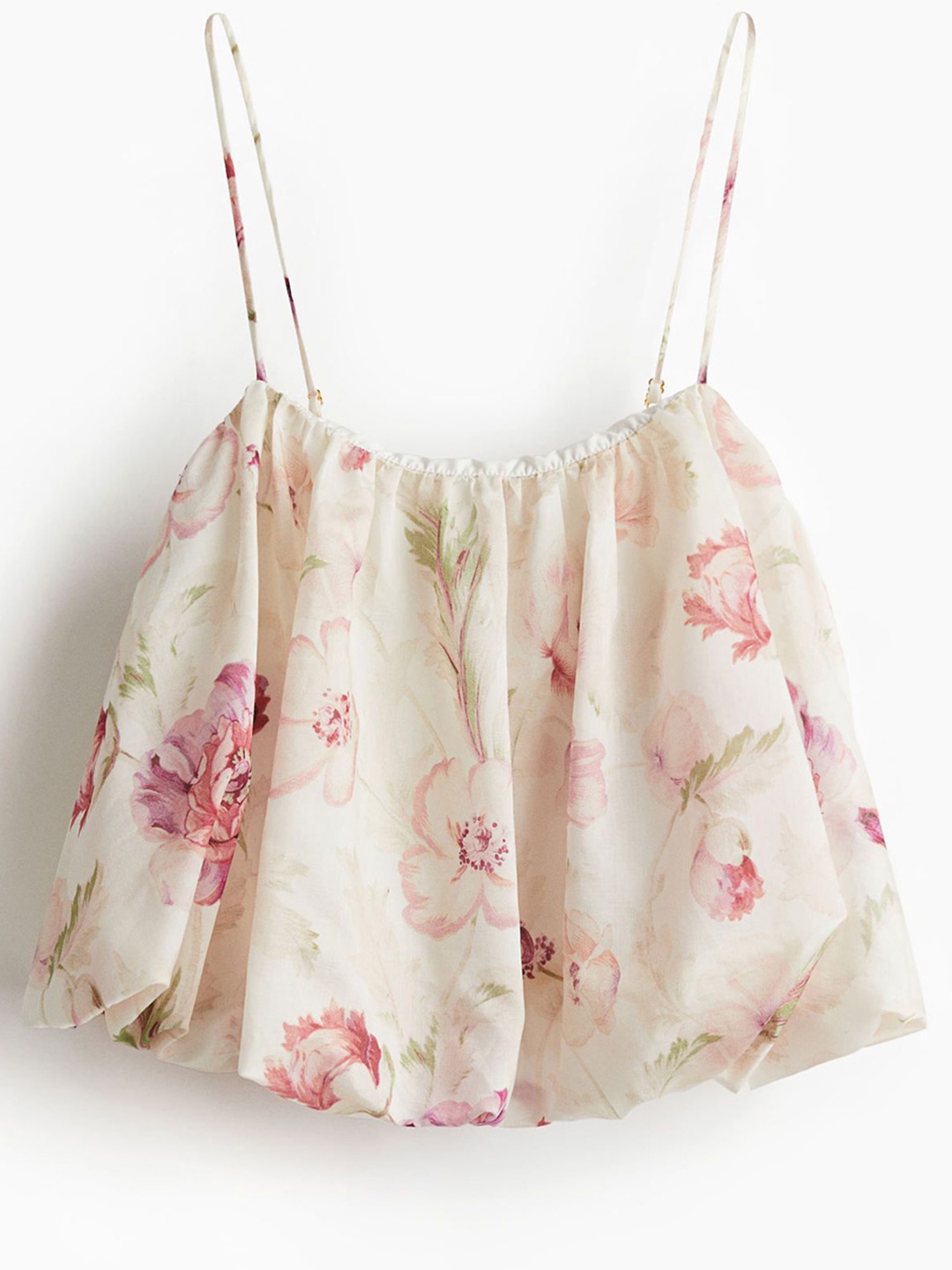 

Women H&M Bubble-Hem Strappy Top, White