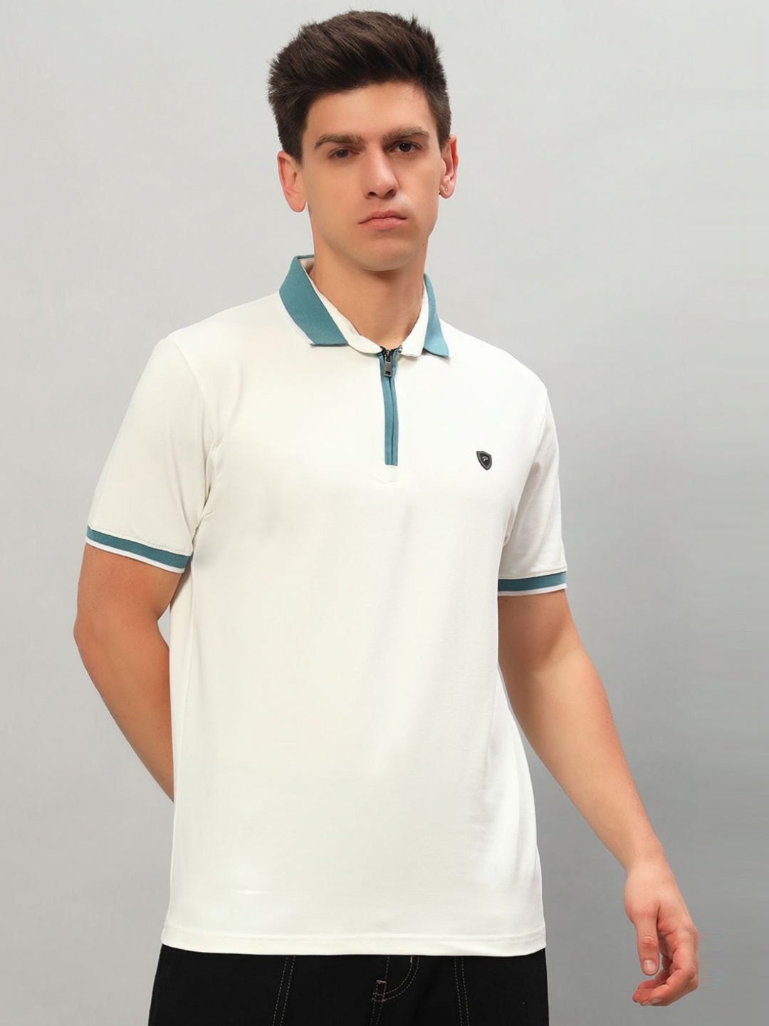 

PROFY Men Solid Polo Collar Cotton T-shirt, White