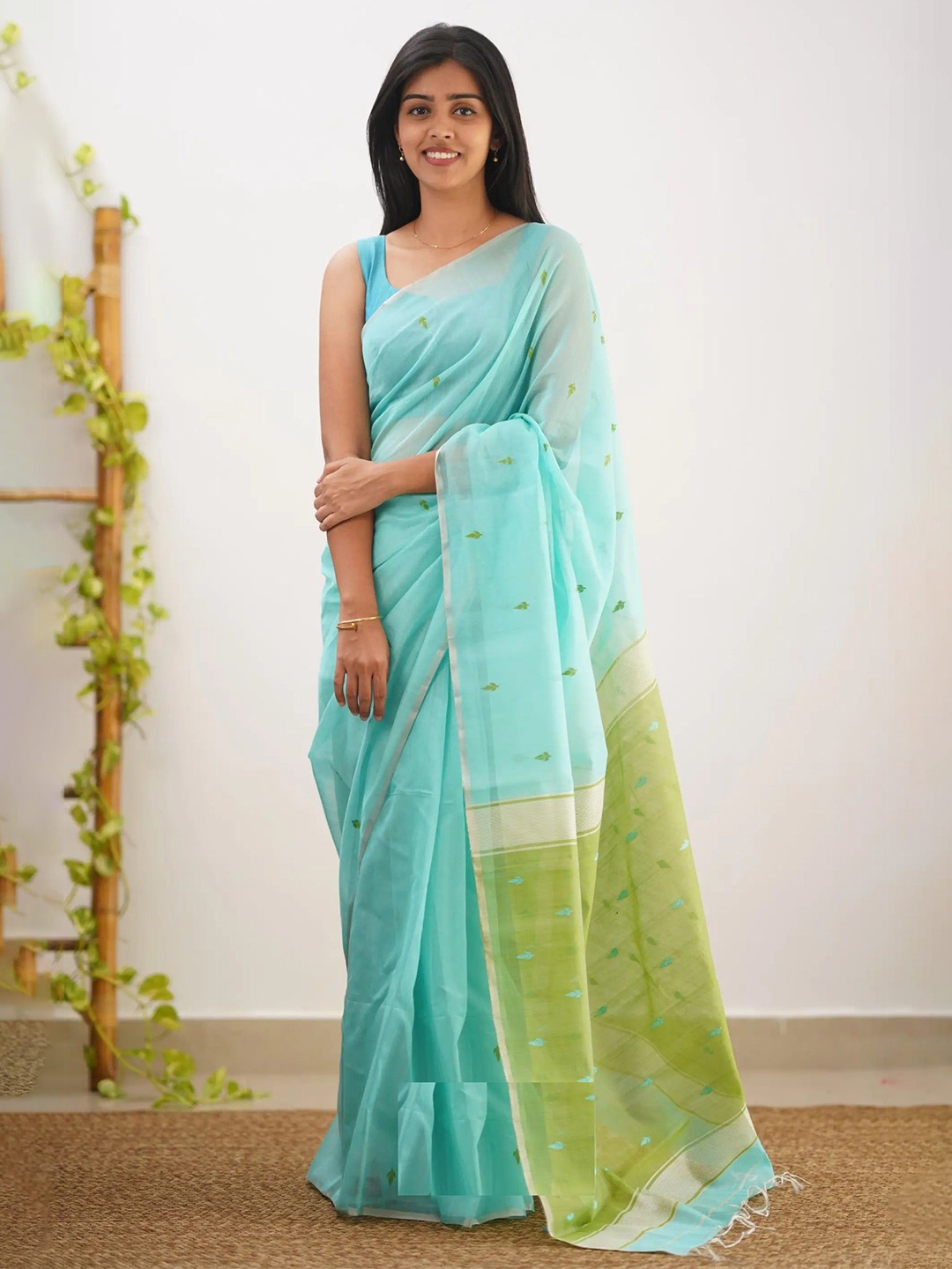 

Aika Woven Design Saree, Turquoise blue