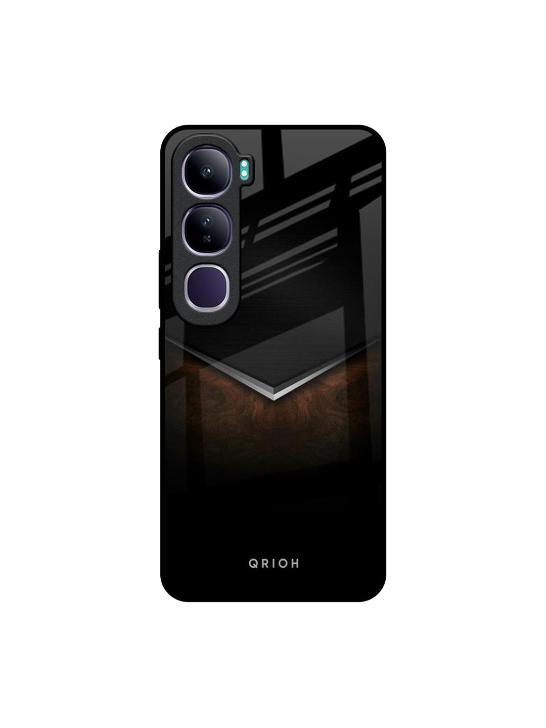 

QRIOH Dark Walnut Real Vivo Y300 5G Impact Resistant Back Case, Black