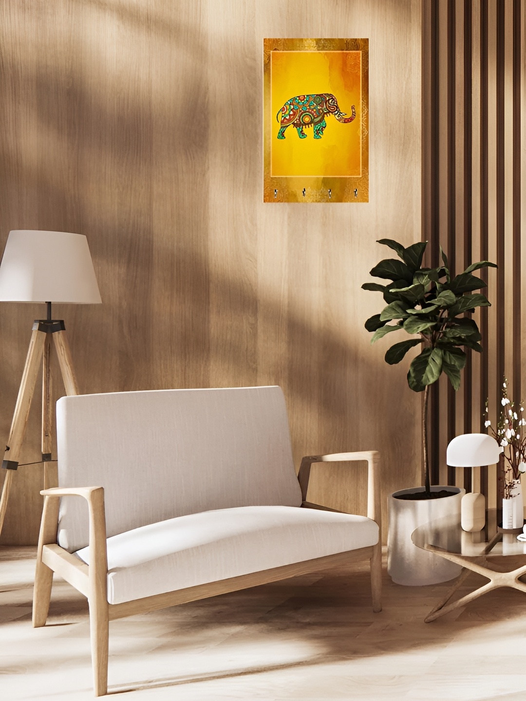 

Webelkart Yellow & Brown 4 Hooks Wall Mounted Key Holder
