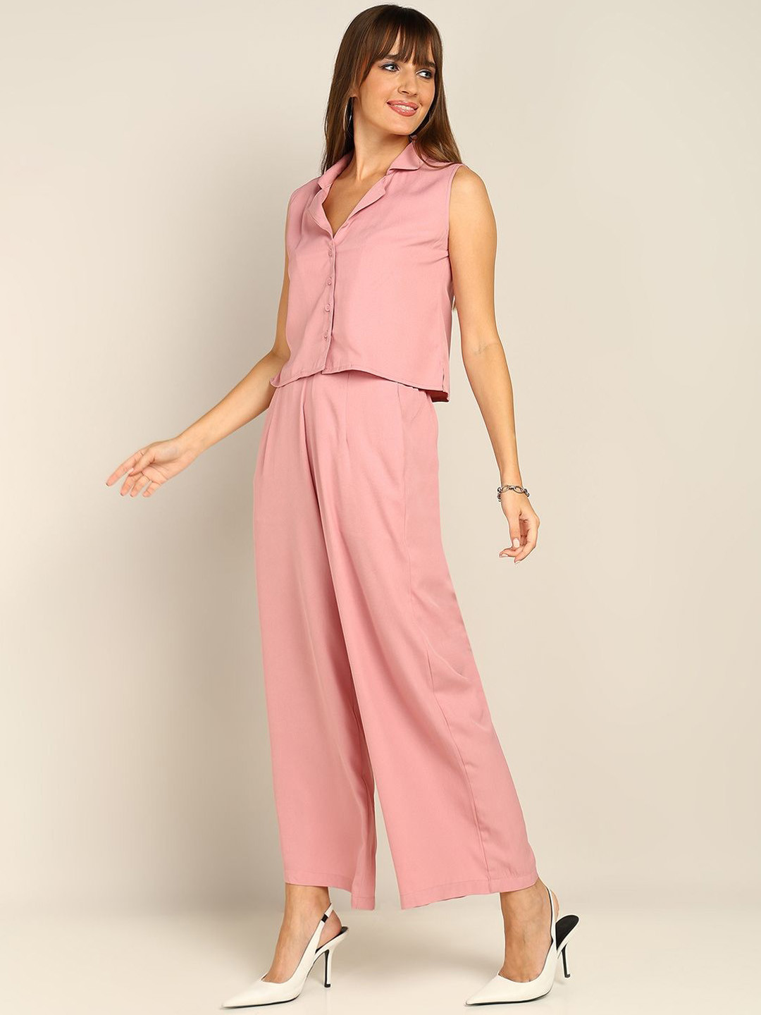 

all about you Sleeveless Crop Shirt & Palazzo, Pink