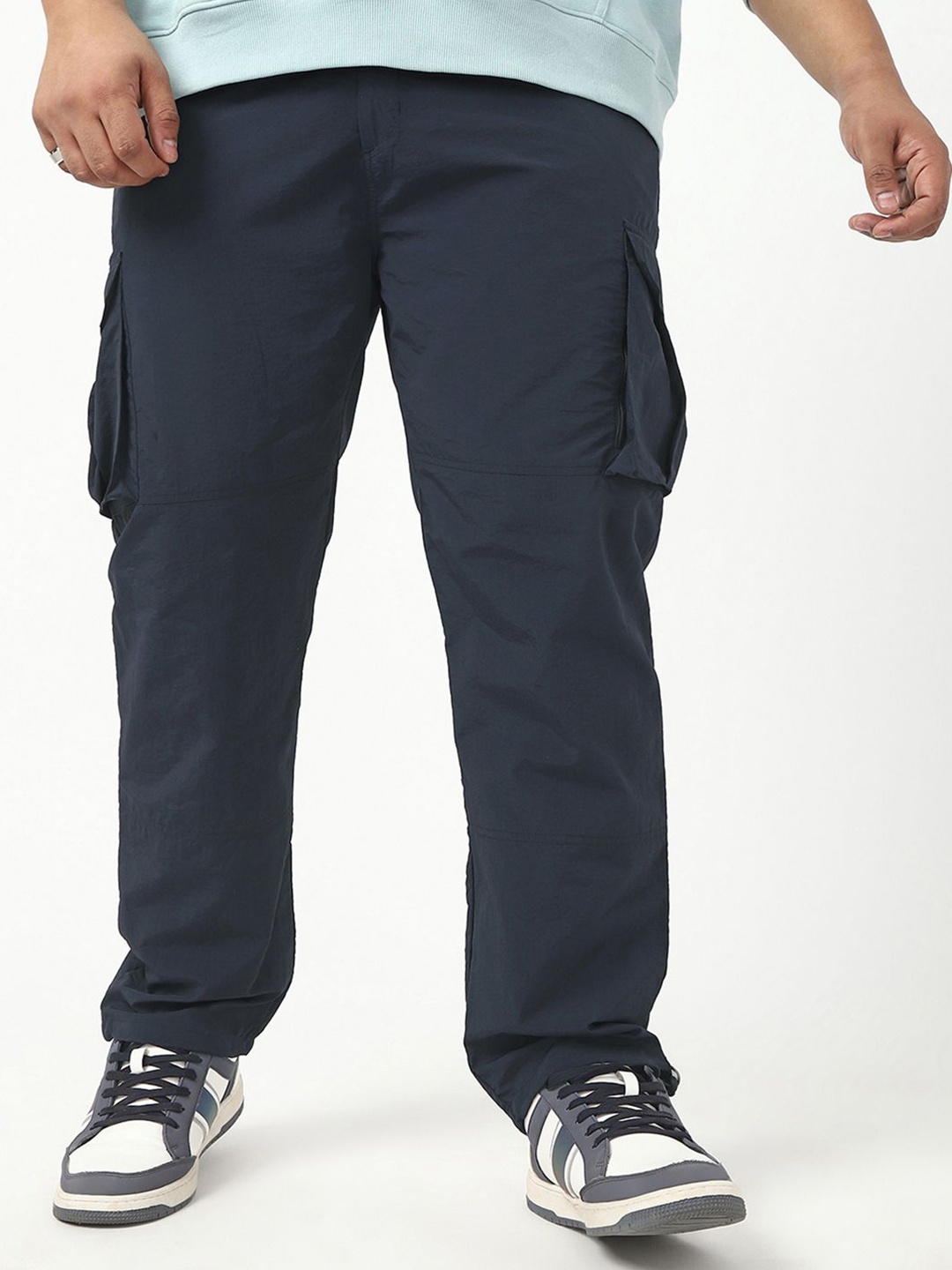 

Bewakoof Plus Men Navy Blue Plus Size Cargo Pants
