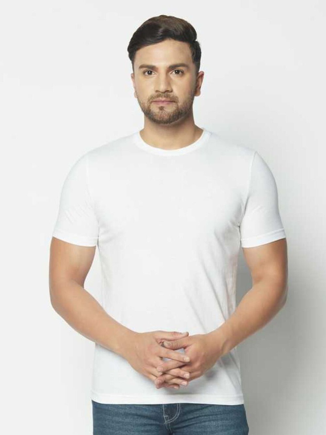 

Unicus Apparel Men Solid Round Neck Cotton T-shirt, White